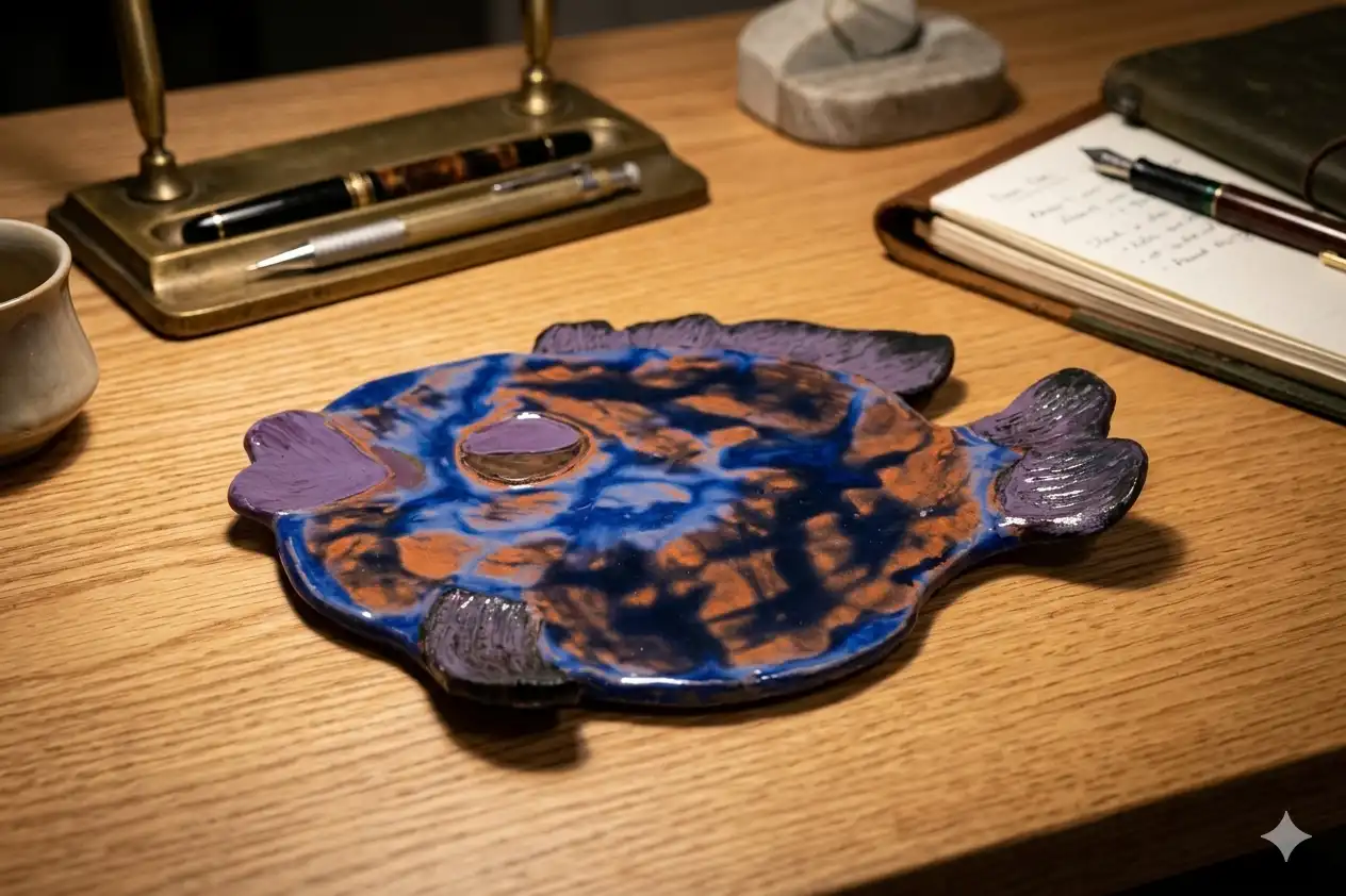 Ceramic Fish Plate – Χειροποίητο Διακοσμητικό Πιάτο Ψάρι - Image 3