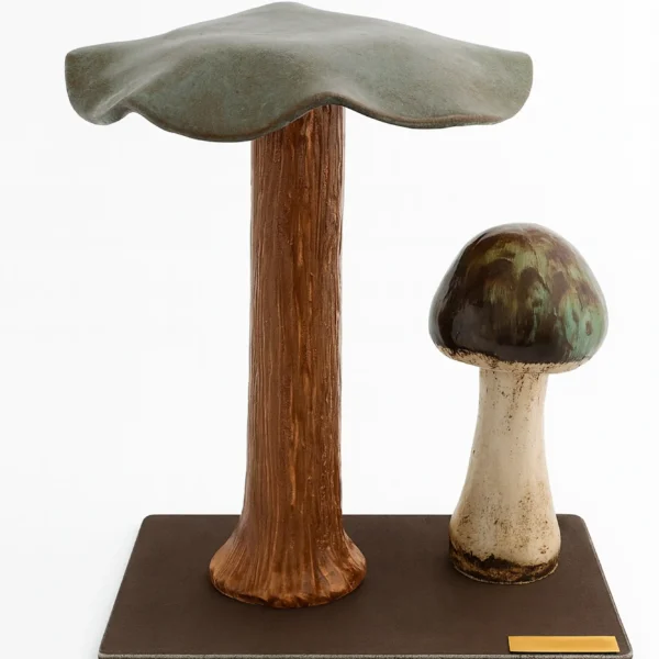 Χειροποίητο Κεραμικό Γλυπτό “Forest Mushrooms” σε Μεταλλική Βάση