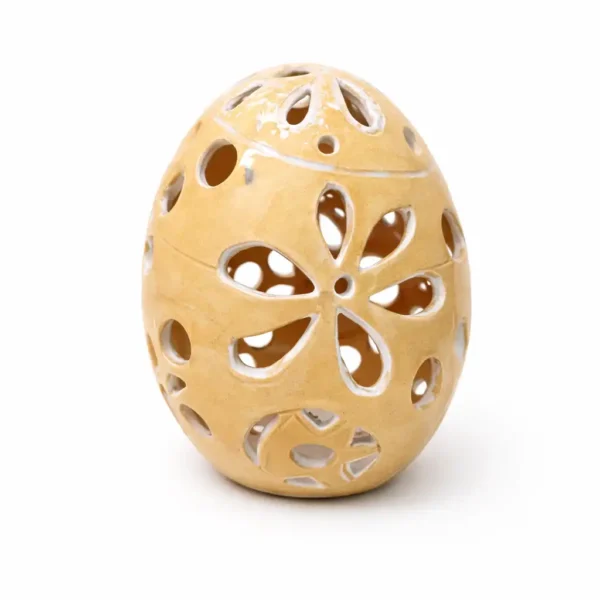 Flora Light Egg – Χειροποίητο Κεραμικό Αυγό με Ανθισμένο Μοτίβο