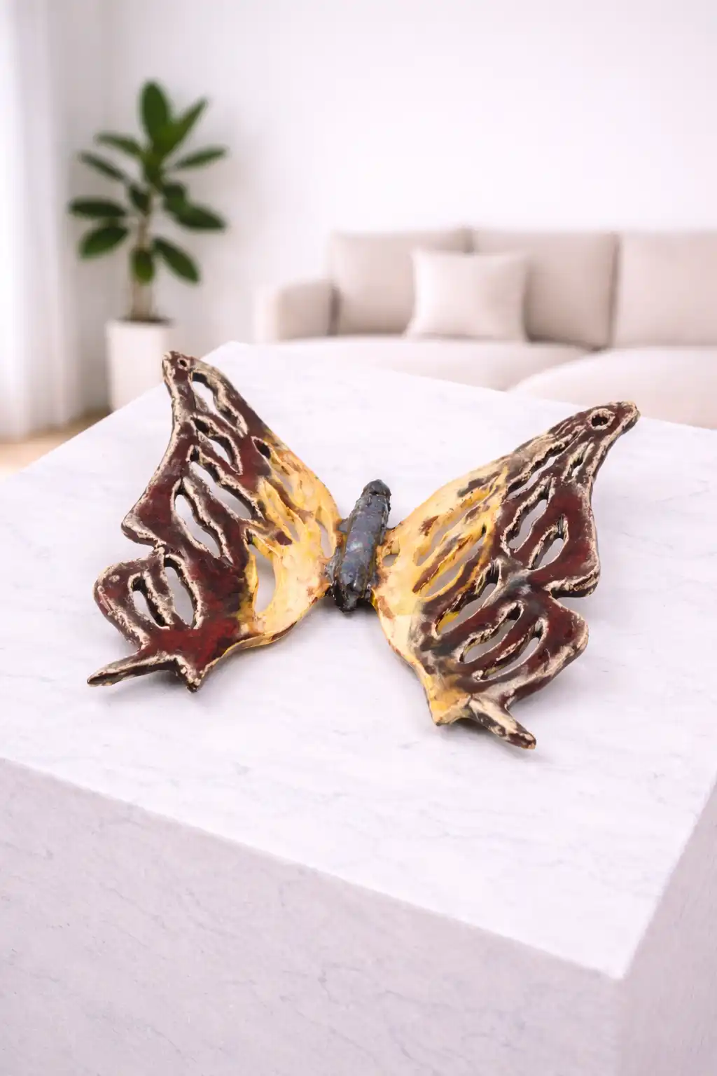Κεραμική Πεταλούδα “Dark Flame” – Handmade Sculpture - Image 2