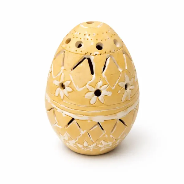 Luminara Egg – Χειροποίητο Κεραμικό Διακοσμητικό Αυγό με Διάτρητο Σχέδιο