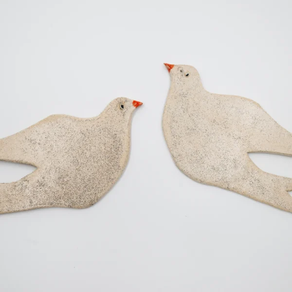 “Minimal Birds” – Χειροποίητα Κεραμικά Πουλιά Τοίχου (Σετ 2 τεμ.)