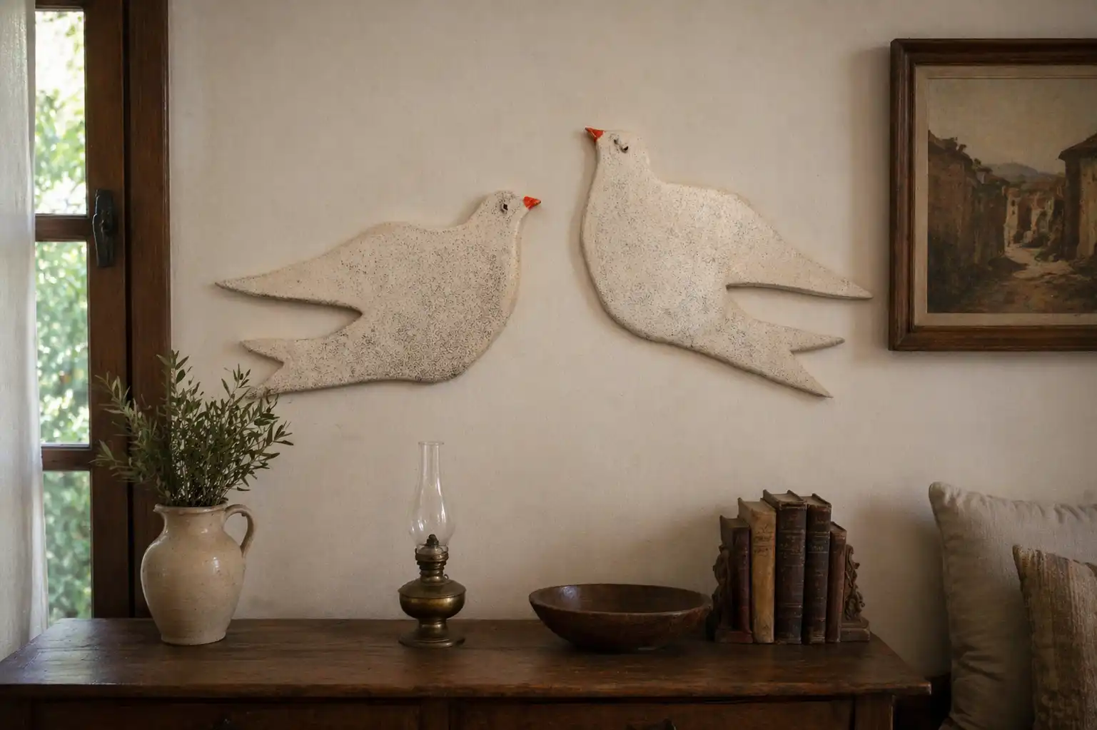 “Minimal Birds” – Χειροποίητα Κεραμικά Πουλιά Τοίχου (Σετ 2 τεμ.) - Image 2